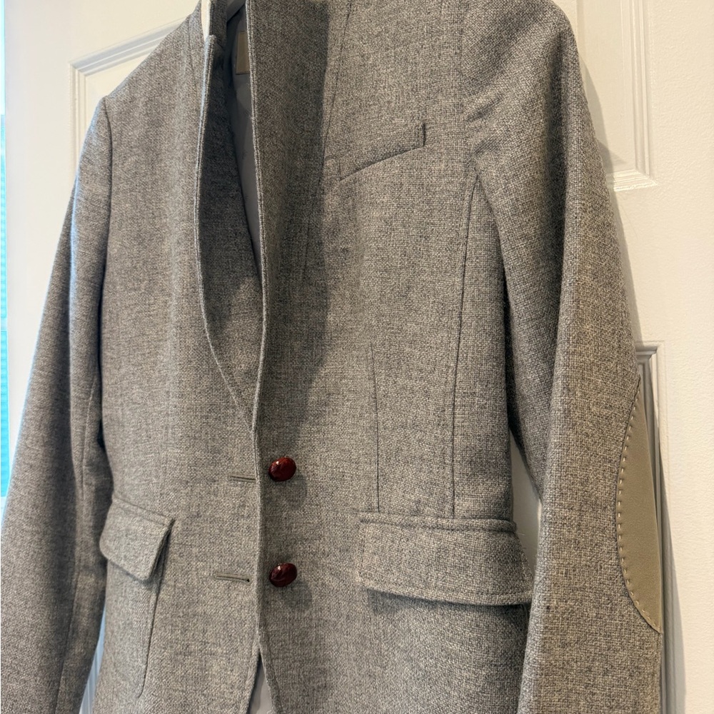 Banana Republic Classic Gray Blazer with Elbow Patches